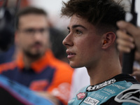 Angel Piqueras and Leopard Racing from Spain look on before the Moto3 Race of MotoGP of San Marino at Misano World Circuit in Misano Adriati...