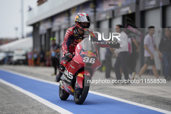 Daniel Holgado of Spain and Red Bull GASGAS Tech3 rides during the Race of MotoGP of San Marino at Misano World Circuit in Misano Adriatico,...