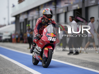 Daniel Holgado of Spain and Red Bull GASGAS Tech3 rides during the Race of MotoGP of San Marino at Misano World Circuit in Misano Adriatico,...