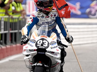 Marc Marquez of Spain and Gresini Racing MotoGP celebrate the victory of the MotoGP Race of MotoGP Of San Marino at Misano World Circuit in...