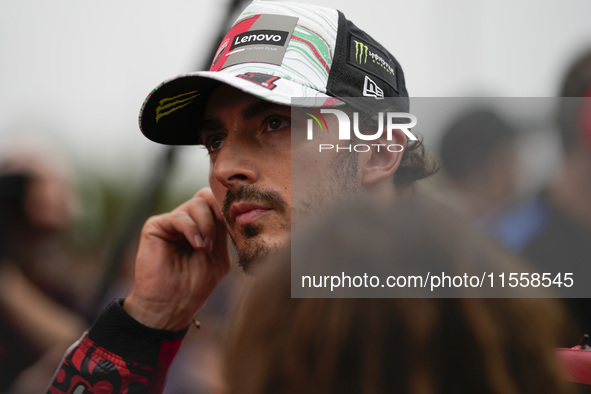 Francesco Bagnaia of Italy and Ducati Lenovo Team looks on prior to the MotoGP Race of MotoGP of San Marino at Misano World Circuit in Misan...