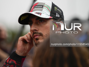 Francesco Bagnaia of Italy and Ducati Lenovo Team looks on prior to the MotoGP Race of MotoGP of San Marino at Misano World Circuit in Misan...