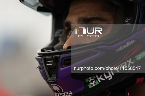 Jorge Martin of Spain and Prima Pramac Racing looks on prior to the MotoGP Race of MotoGP of San Marino at Misano World Circuit in Misano Ad...