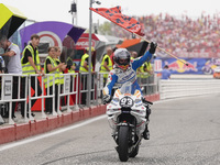 Marc Marquez of Spain and Gresini Racing MotoGP celebrate the victory of the MotoGP Race of MotoGP Of San Marino at Misano World Circuit in...