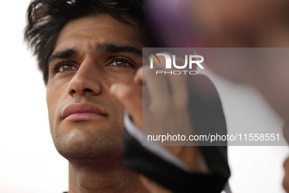 Jorge Martin of Spain and Prima Pramac Racing looks on prior to the MotoGP Race of MotoGP of San Marino at Misano World Circuit in Misano Ad...