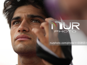 Jorge Martin of Spain and Prima Pramac Racing looks on prior to the MotoGP Race of MotoGP of San Marino at Misano World Circuit in Misano Ad...