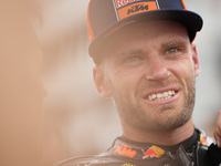 Brad Binder of South Africa and Red Bull KTM Factory Racing looks on prior to the MotoGP Race of MotoGP of San Marino at Misano World Circui...