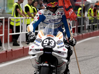 Marc Marquez of Spain and Gresini Racing MotoGP celebrate the victory of the MotoGP Race of MotoGP Of San Marino at Misano World Circuit in...