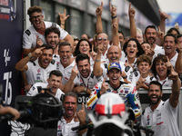 Marc Marquez of Spain and Gresini Racing MotoGP celebrate the victory of the MotoGP Race of MotoGP Of San Marino at Misano World Circuit in...