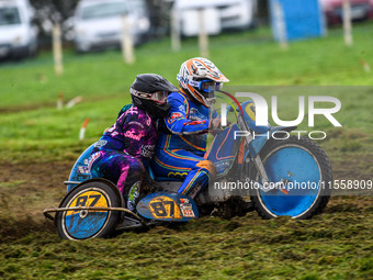 Richard Fred Jenner and Scott Gutteridge (57) in the 500cc Sidecar Class during the ACU British Upright Championships in Gawsworth, Cheshire...