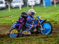 Richard Fred Jenner and Scott Gutteridge (57) in the 500cc Sidecar Class during the ACU British Upright Championships in Gawsworth, Cheshire...