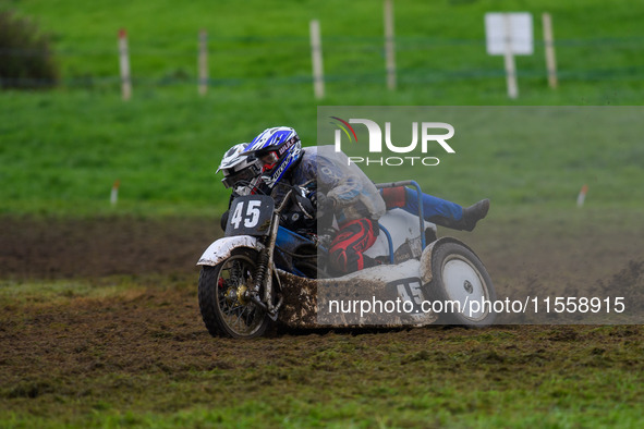 Russell Hall and Sam Hall compete in the 1000cc Sidecar Class during the ACU British Upright Championships at Woodhouse Lance, Gawsworth, Ch...