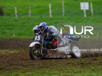 Russell Hall and Sam Hall compete in the 1000cc Sidecar Class during the ACU British Upright Championships at Woodhouse Lance, Gawsworth, Ch...