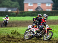 Jonathan Dowd (28) leads John Thompson (22) in the Adult Motocross Support Class during the ACU British Upright Championships in Gawsworth,...