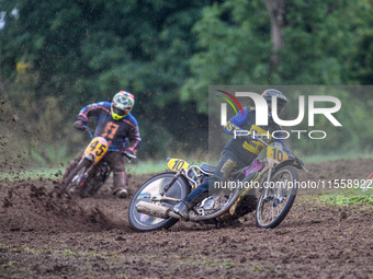 Tony Atkin (10) leads Shaun Bickley (45) in the 500cc Upright Class during the ACU British Upright Championships in Gawsworth, Cheshire, on...