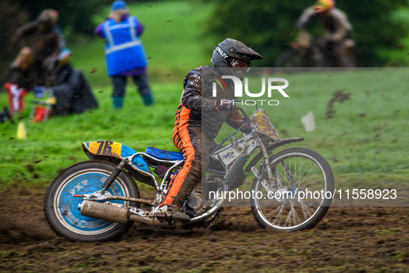 Jack Roberts (76) competes in the 500cc Upright Class during the ACU British Upright Championships in Woodhouse Lane, Gawsworth, Cheshire, o...