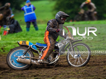 Jack Roberts (76) competes in the 500cc Upright Class during the ACU British Upright Championships in Woodhouse Lane, Gawsworth, Cheshire, o...