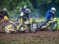 Tim Curnock (726) rides outside Darren Phillips (35) in the 500cc Upright Class during the ACU British Upright Championships in Gawsworth, C...