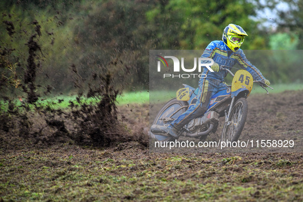 Ryan Ashcroft (45) competes in the 350cc/500cc Support Class during the ACU British Upright Championships in Woodhouse Lance, Gawsworth, Che...