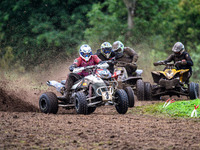 Dean Morford (3) leads Ethan Williams (57) and others in the Quad Class during the ACU British Upright Championships in Gawsworth, Cheshire,...