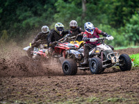 Dean Morford (3) leads Ethan Williams (57) and others in the Quad Class during the ACU British Upright Championships in Gawsworth, Cheshire,...