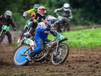 Simon Hammersley (47) leads the pack in the 250cc Upright Class during the ACU British Upright Championships in Gawsworth, Cheshire, on Sept...