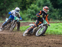 Karl Bedingfield (73) leads Simon Hammersley (47) in the 250cc Upright Class during the ACU British Upright Championships in Gawsworth, Ches...