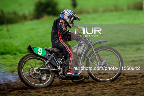 David James (9) competes in the 250cc Upright Class during the ACU British Upright Championships in Gawsworth, Cheshire, on September 8, 202...