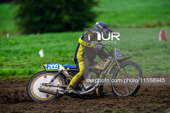 Alan Brook (209) competes in the 350cc Upright Class during the ACU British Upright Championships in Gawsworth, Cheshire, on September 8, 20...