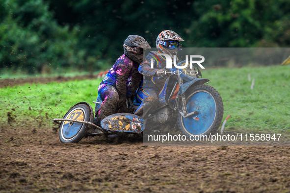 Richard Fred Jenner and Scott Gutteridge (87) are in action during the ACU British Upright Championships at Woodhouse Lance in Gawsworth, Ch...