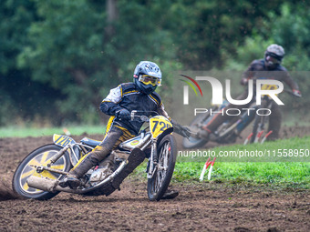 Tim Curnock (726) is well ahead of Jack Roberts (76) in the 500cc Upright Class during the ACU British Upright Championships in Woodhouse La...