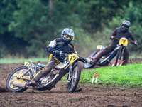 Tim Curnock (726) is well ahead of Jack Roberts (76) in the 500cc Upright Class during the ACU British Upright Championships in Woodhouse La...