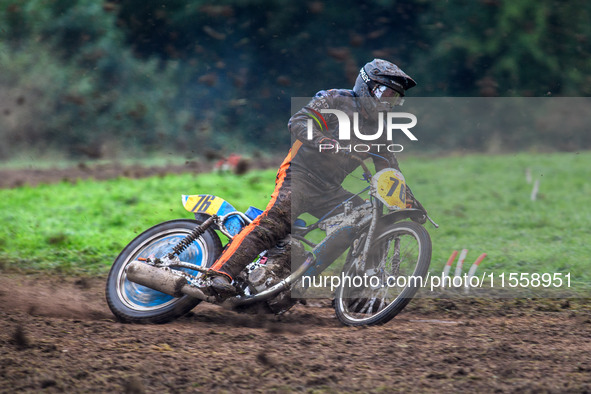 Jack Roberts (76) competes in the 500cc Upright Class during the ACU British Upright Championships in Gawsworth, Cheshire, on September 8, 2...