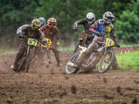 John Priest (15) leads Max Dent (57) and others in the 500cc Upright Class during the ACU British Upright Championships in Gawsworth, Cheshi...