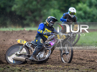 Tony Atkin (10) leads in the 500cc Upright Class during the ACU British Upright Championships in Gawsworth, Cheshire, on September 8, 2024....