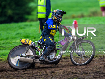 Tony Atkin (10) leads in the 500cc Upright Class during the ACU British Upright Championships in Gawsworth, Cheshire, on September 8, 2024....