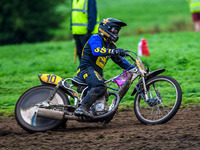 Tony Atkin (10) leads in the 500cc Upright Class during the ACU British Upright Championships in Gawsworth, Cheshire, on September 8, 2024....