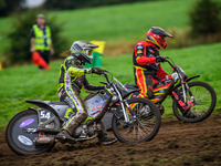 Ian Clark (54) rides outside Adam Hawker (50) in the GT140 Support Class during the ACU British Upright Championships in Gawsworth, Cheshire...