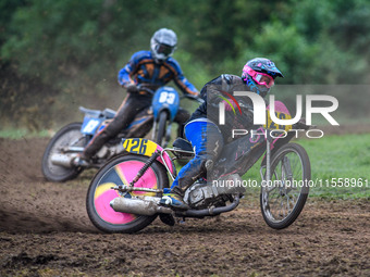 James Theobald (126) leads Liam Ashcroft (83) in the 350cc/500cc Support Class during the ACU British Upright Championships in Gawsworth, Ch...