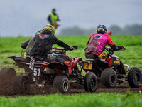 Ethan Williams (57) chases Dean Morford (3) and Richard Badham (16) during the ACU British Upright Championships at Woodhouse Lance, Gawswor...