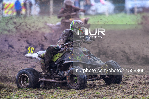 Richard Badham (16) competes in the Quad Class during the ACU British Upright Championships in Woodhouse Lance, Gawsworth, Cheshire, on Sept...