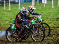 David James (9) and Simon Hammersley (47) leave the start in the 250cc Upright Class during the ACU British Upright Championships in Gawswor...