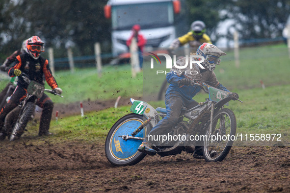 Simon Hammersley (47) leads in the 250cc Upright Class during the ACU British Upright Championships in Gawsworth, Cheshire, on September 8,...