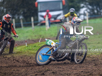 Simon Hammersley (47) leads in the 250cc Upright Class during the ACU British Upright Championships in Gawsworth, Cheshire, on September 8,...