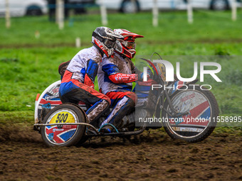 Nick Bull and Sam Hall (500) compete in the 500cc Sidecar Class during the ACU British Upright Championships in Gawsworth, Cheshire, on Sept...