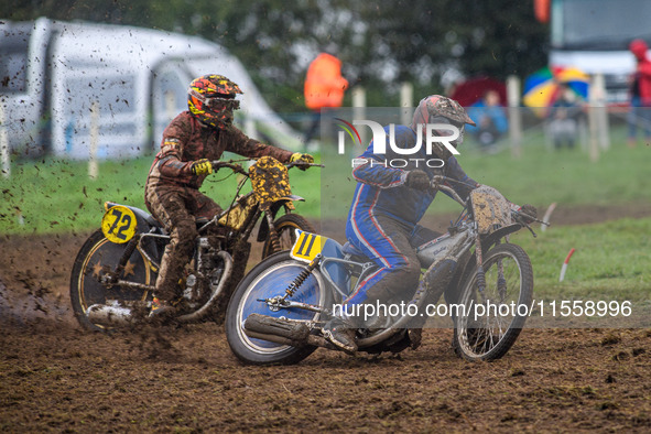 Peter Dugdale (11) leads Glyn Drake (72) in the 500cc Upright Class during the ACU British Upright Championships in Gawsworth, Cheshire, on...