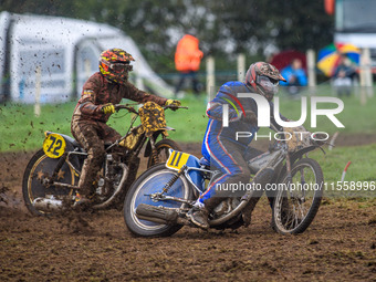 Peter Dugdale (11) leads Glyn Drake (72) in the 500cc Upright Class during the ACU British Upright Championships in Gawsworth, Cheshire, on...