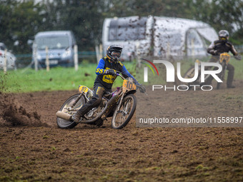 Tony Atkin (10) leads Tim Curnock (726) in the 500cc Upright Class during the ACU British Upright Championships in Woodhouse Lance, Gawswort...