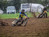 Tony Atkin (10) leads Tim Curnock (726) in the 500cc Upright Class during the ACU British Upright Championships in Woodhouse Lance, Gawswort...