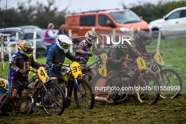 The start of a 500cc Upright heat during the ACU British Upright Championships in Gawsworth, Cheshire, on September 8, 2024. 